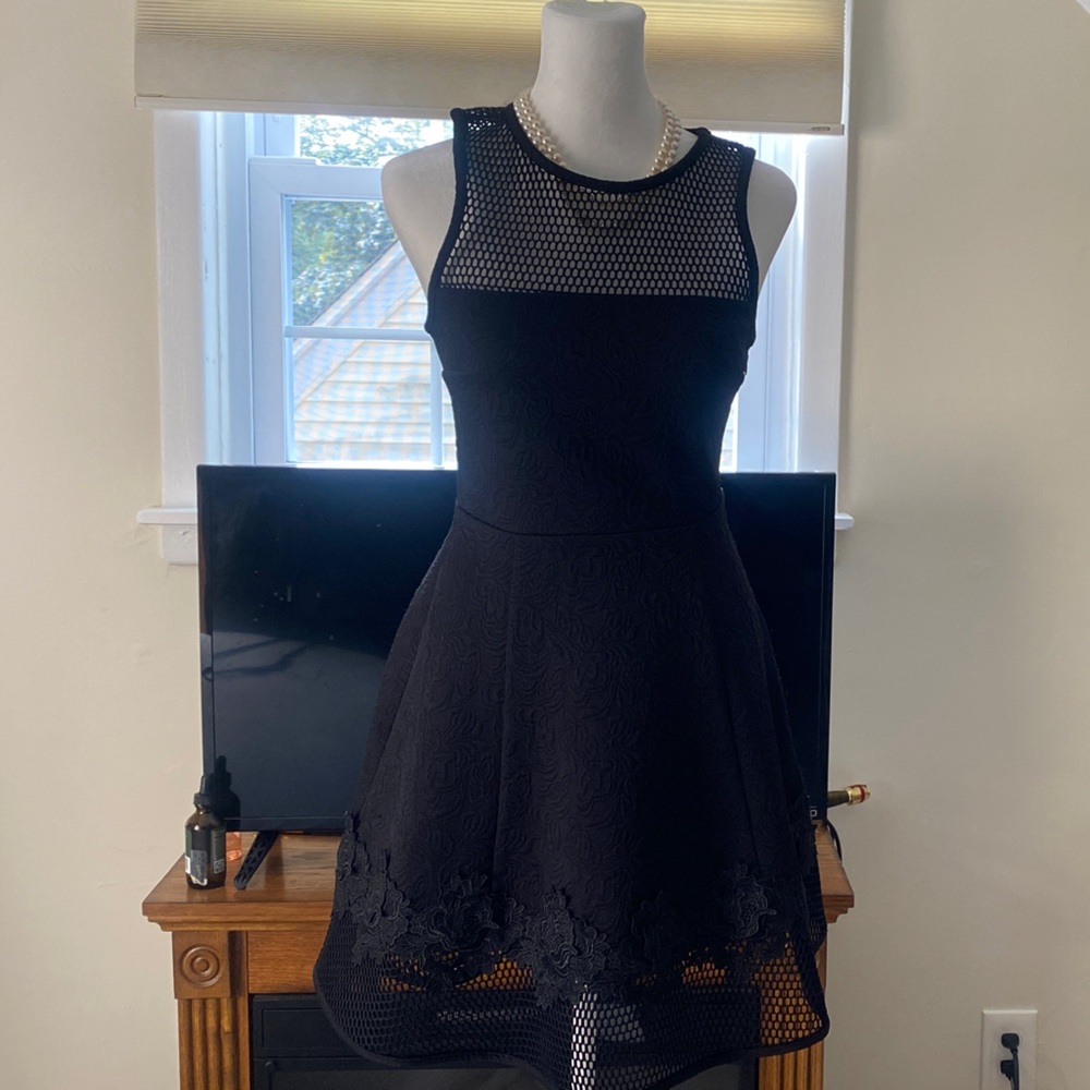 Express Black Lace Hem Mini Dress